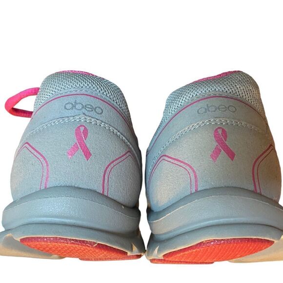 ABEO Lite Sz 8.5 Gray & Pink Mesh Breast Cancer Logo Running Sneakers - Picture 9 of 10
